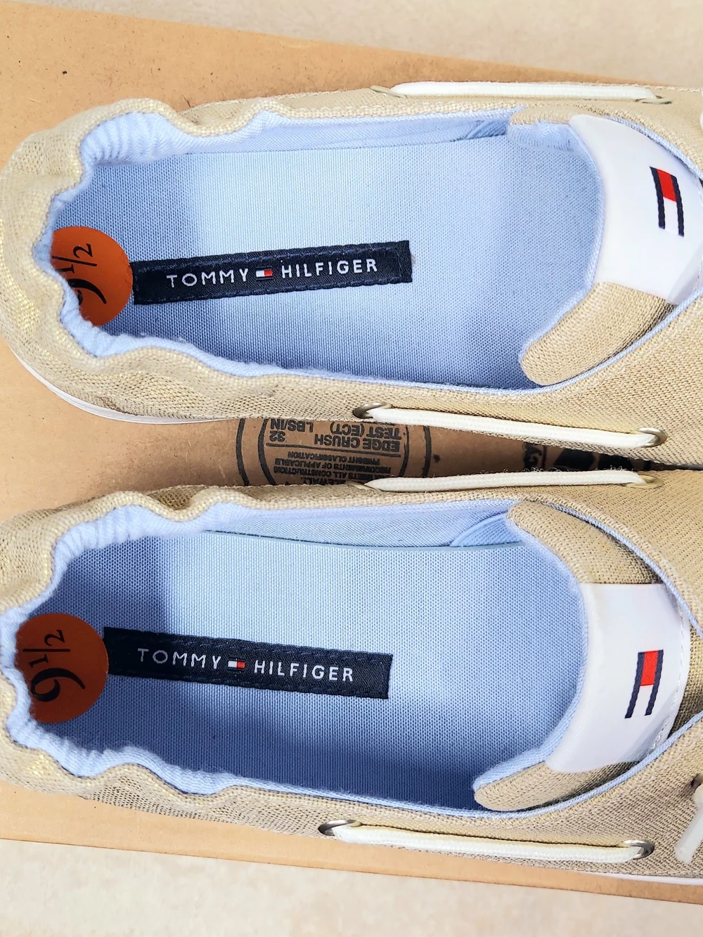 Tommy Hilfiger Metallic Gold Slip On Boat Shoes Loafers Womens Size 9.5 Nautical